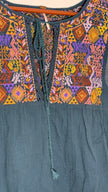 Free People Teal Embroidered Boho Sleeveless Peasant Blouse Relaxed Fit Size Large
