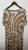 Cato Tan and White Tie Dye Short Sleeve Ruched Maxi Dress Relaxed Fit Size 18/20W