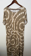 Cato Tan and White Tie Dye Short Sleeve Ruched Maxi Dress Relaxed Fit Size 18/20W