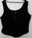 Ashley Stewart Black Ribbed Knit Corset Style Tank Top Slim Fit Size 22/24