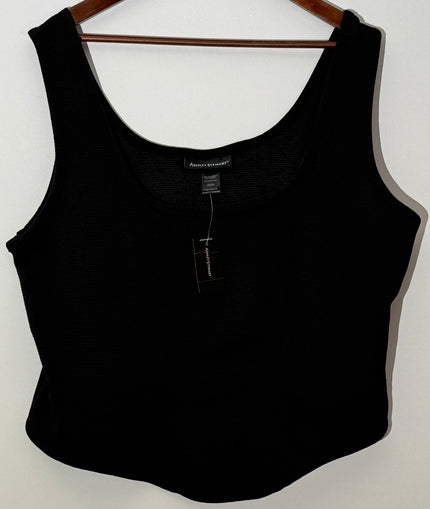 Ashley Stewart Black Ribbed Knit Corset Style Tank Top Slim Fit Size 22/24