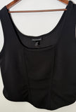 Ashley Stewart Black Ribbed Knit Corset Style Tank Top Slim Fit Size 22/24