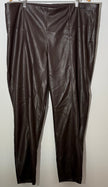Marc New York Espresso Faux Leather Full Control Waistband Leggings Ankle Length Size 3X
