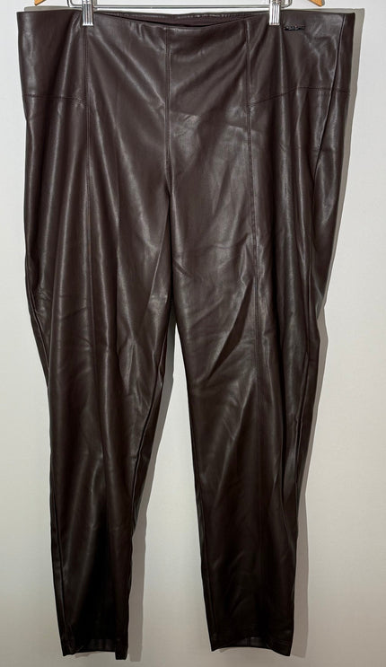 Marc New York Espresso Faux Leather Full Control Waistband Leggings Ankle Length Size 3X