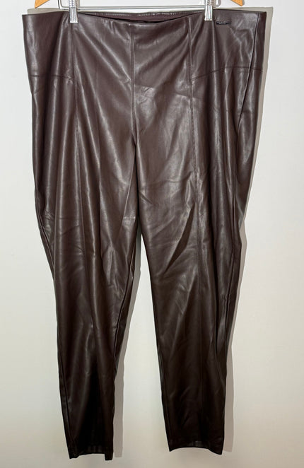 Marc New York Espresso Faux Leather Full Control Waistband Leggings Ankle Length Size 3X