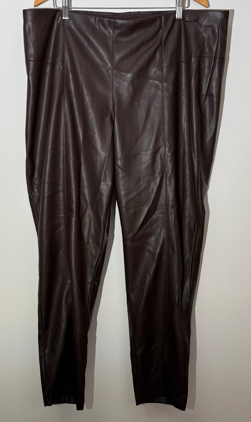 Marc New York Espresso Faux Leather Full Control Waistband Leggings Ankle Length Size 3X
