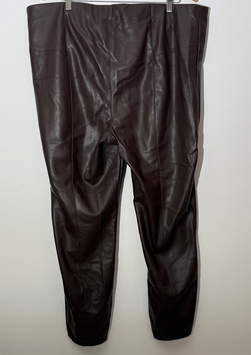 Marc New York Espresso Faux Leather Full Control Waistband Leggings Ankle Length Size 3X