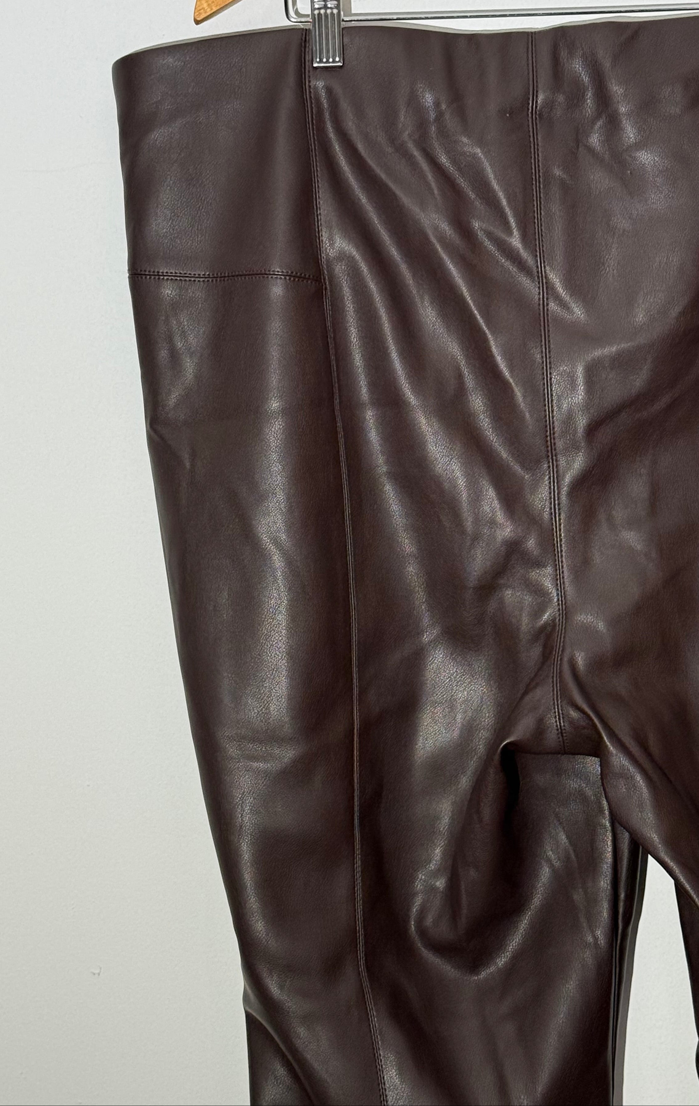 Marc New York Espresso Faux Leather Full Control Waistband Leggings Ankle Length Size 3X