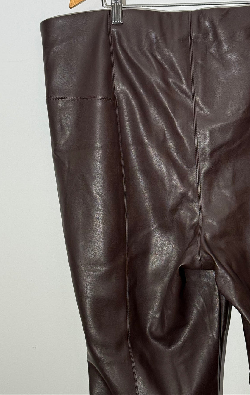 Marc New York Espresso Faux Leather Full Control Waistband Leggings Ankle Length Size 3X