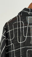 Girl Soul Black and White Abstract Print Sheer Button Down Longline Tunic, Size 3X