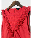 J. Crew Red Eyelet Ruffle Trim Sleeveless Top Regular Fit Size Medium