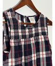 Knox Rose Navy Blue and Red Plaid Smocked Sleeveless Blouse Regular Fit Size Medium