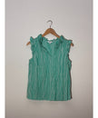 Crown & Ivy Green Gingham Ruffle V-Neck Sleeveless Top Regular Fit Size Medium