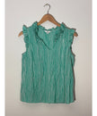 Crown & Ivy Green Gingham Ruffle V-Neck Sleeveless Top Regular Fit Size Medium