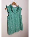 Crown & Ivy Green Gingham Ruffle V-Neck Sleeveless Top Regular Fit Size Medium
