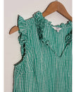 Crown & Ivy Green Gingham Ruffle V-Neck Sleeveless Top Regular Fit Size Medium