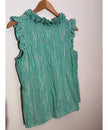 Crown & Ivy Green Gingham Ruffle V-Neck Sleeveless Top Regular Fit Size Medium
