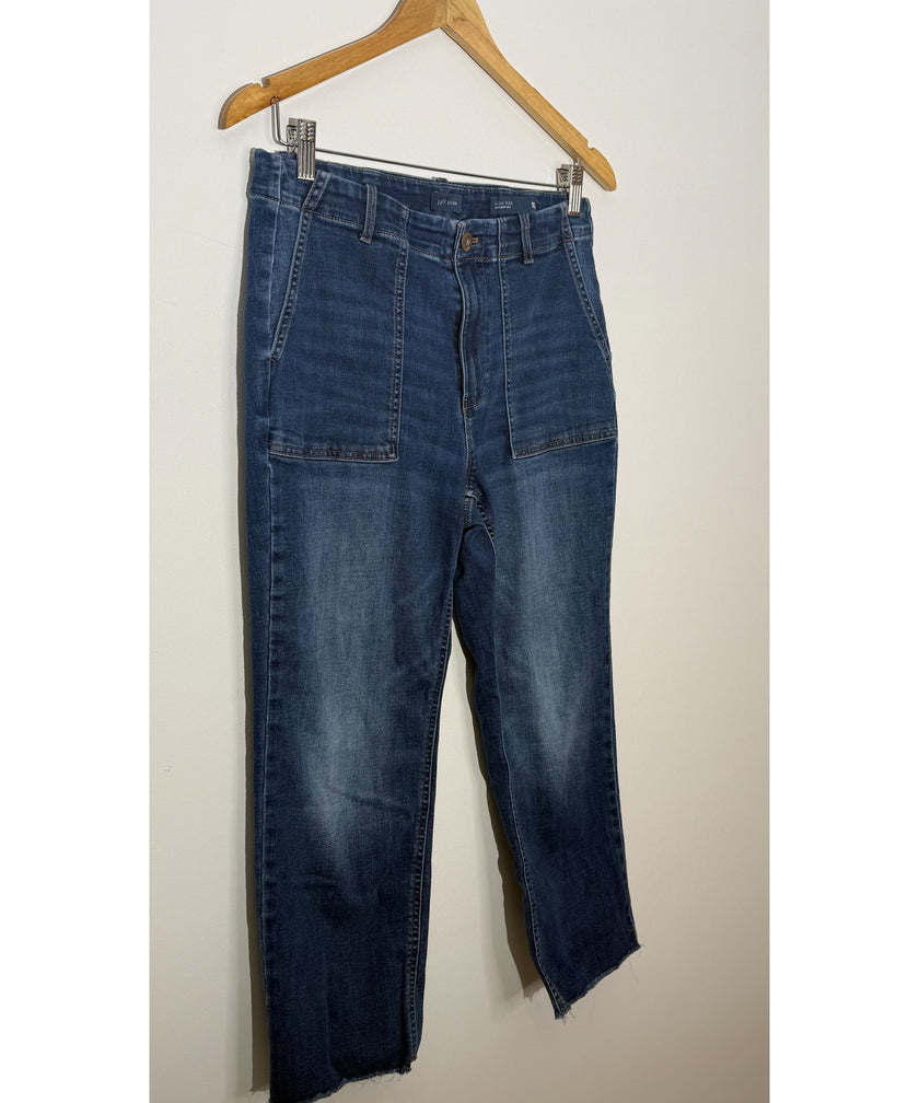 J. Jill Dark Wash Denim High-Rise Straight Leg Patch Pocket Jeans, Size 10