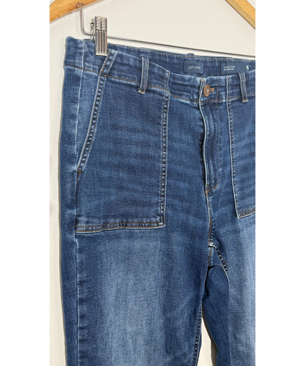J. Jill Dark Wash Denim High-Rise Straight Leg Patch Pocket Jeans, Size 10