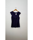 Ann Taylor Deep Purple Silk-Look Ruffled Portrait Neckline Sleeveless Blouse Petite, Size 10P