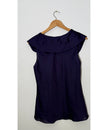 Ann Taylor Deep Purple Silk-Look Ruffled Portrait Neckline Sleeveless Blouse Petite, Size 10P
