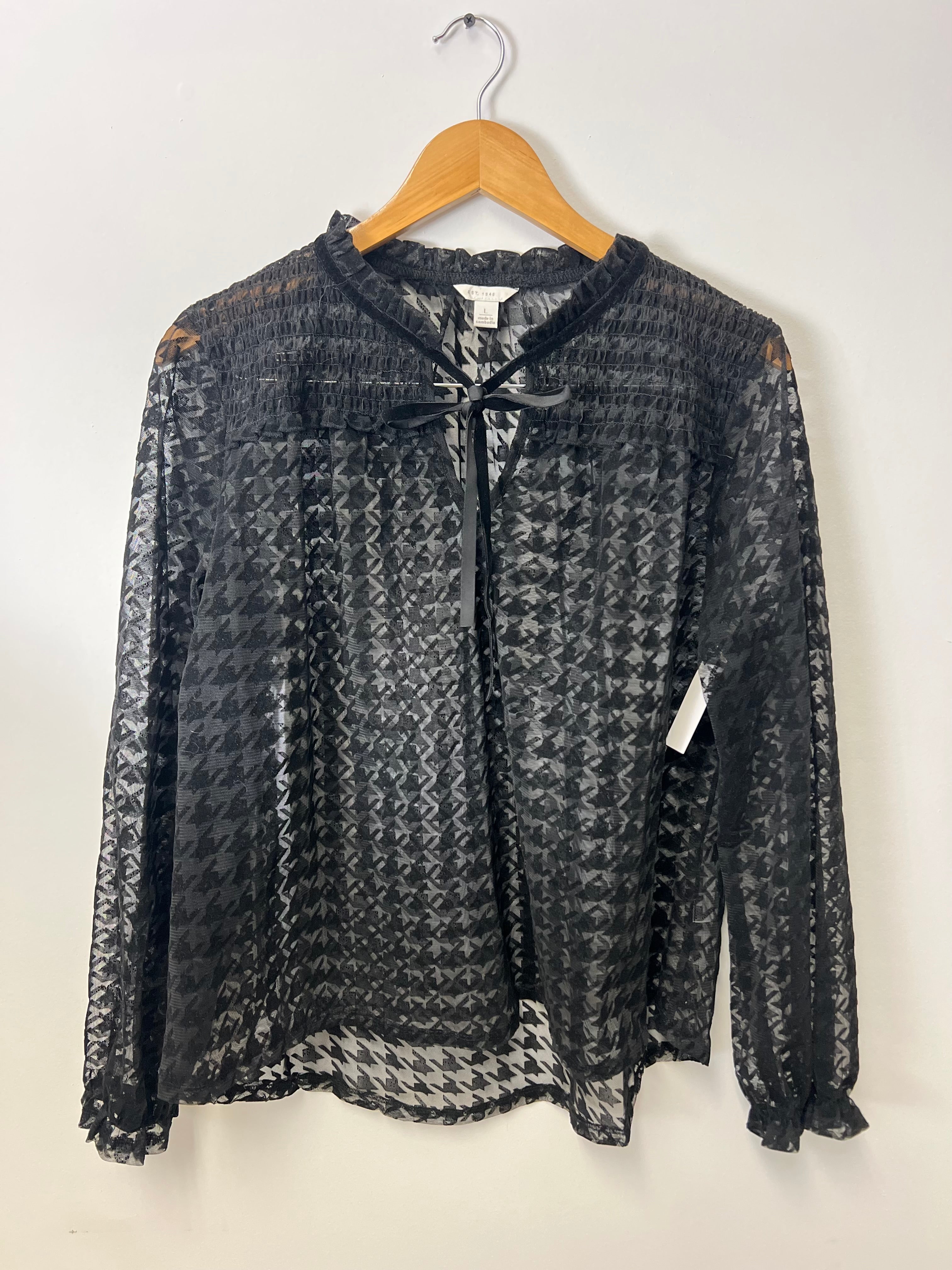 Est. 1946 Women's Black Mesh See Through Blouse Large