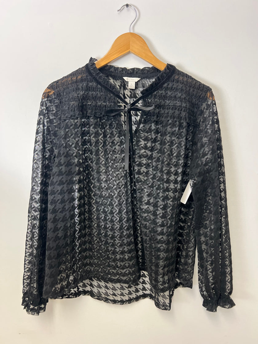 Est. 1946 Women's Black Mesh See Through Blouse Large