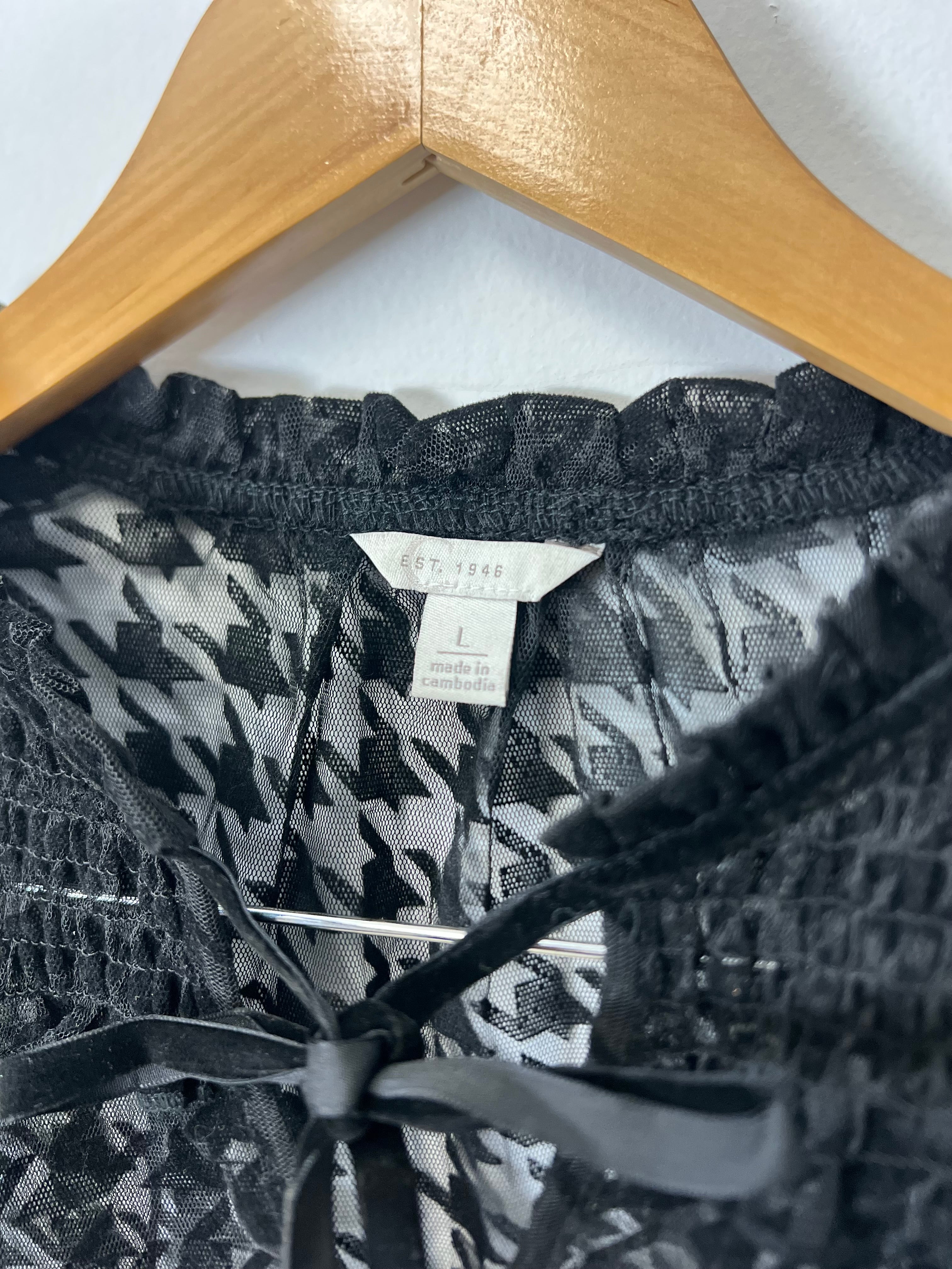 Est. 1946 Women's Black Mesh See Through Blouse Large