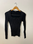 INC Black ribbed stud detail long sleeve top Small