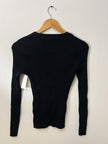 INC Black ribbed stud detail long sleeve top Small