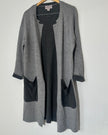 Oliver Gray Wool Open-Front Cardigan with black contrast Pockets Large