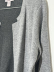 Oliver Gray Wool Open-Front Cardigan with black contrast Pockets Large