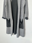 Oliver Gray Wool Open-Front Cardigan with black contrast Pockets Large