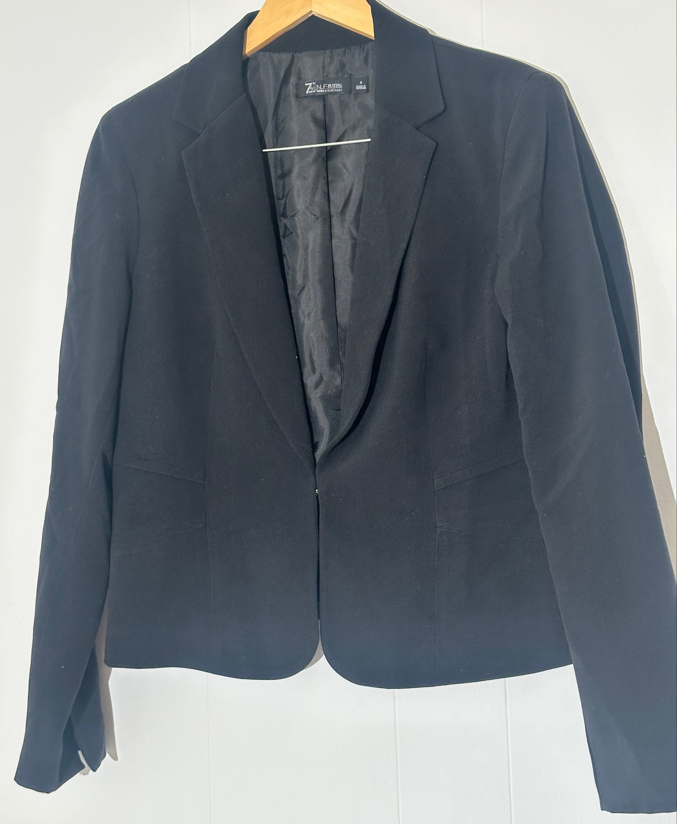 7th Avenue Suiting Collection New York & Company Tailored Black Blazer Size 8