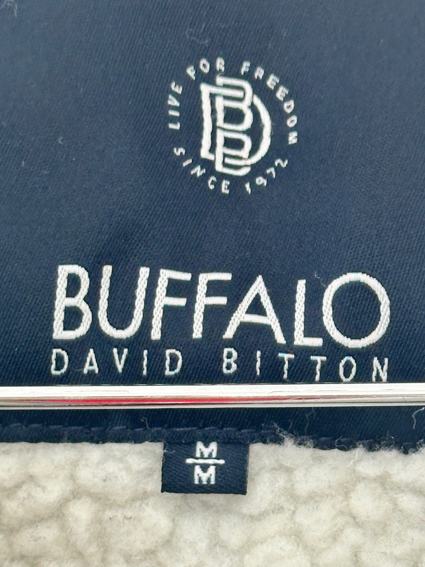Buffalo David Bitton Gray Sherpa-lined zip up hoodie medium