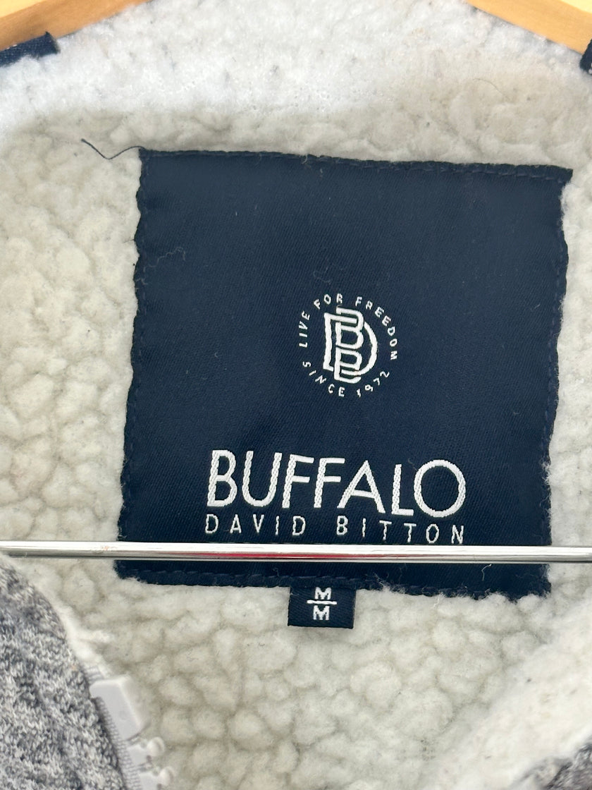 Buffalo David Bitton Gray Sherpa-lined zip up hoodie medium