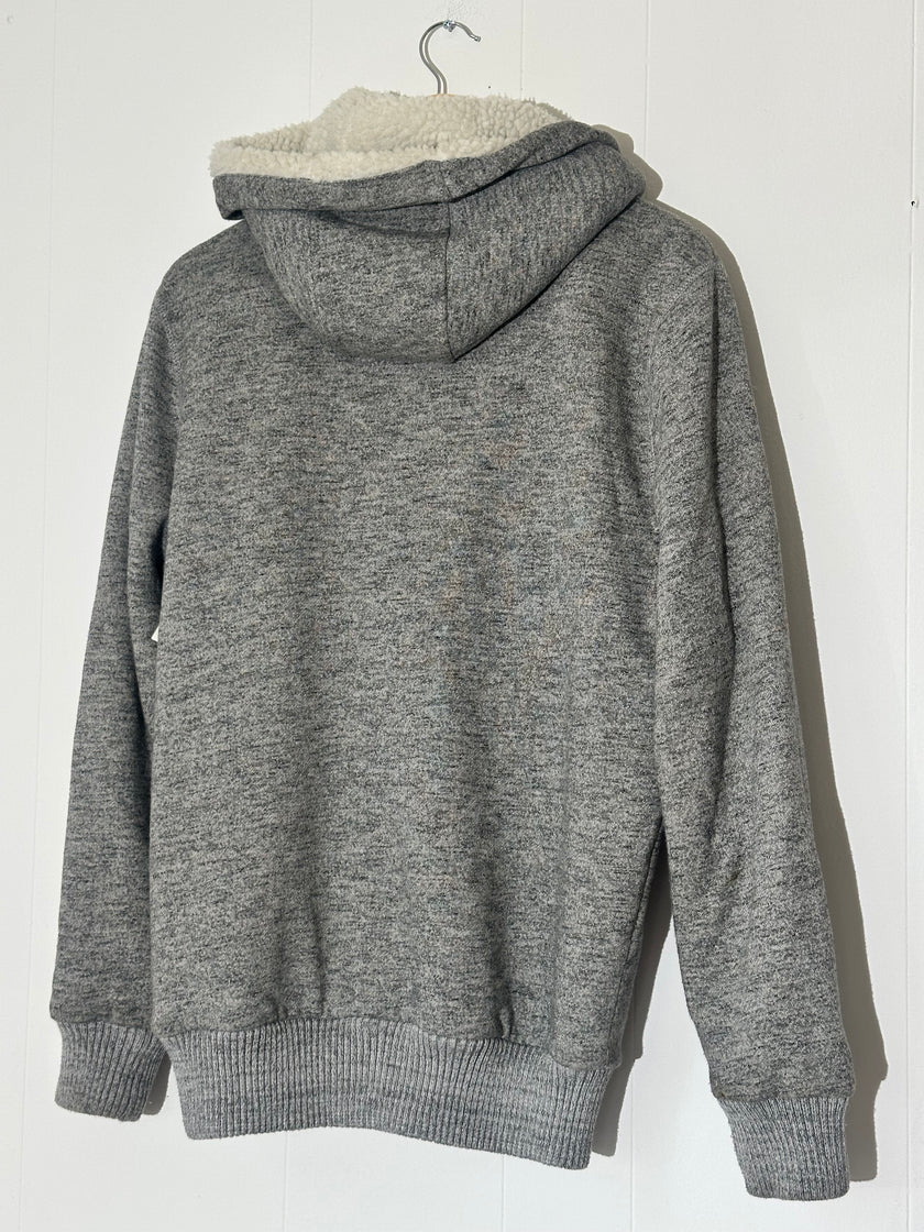 Buffalo David Bitton Gray Sherpa-lined zip up hoodie medium