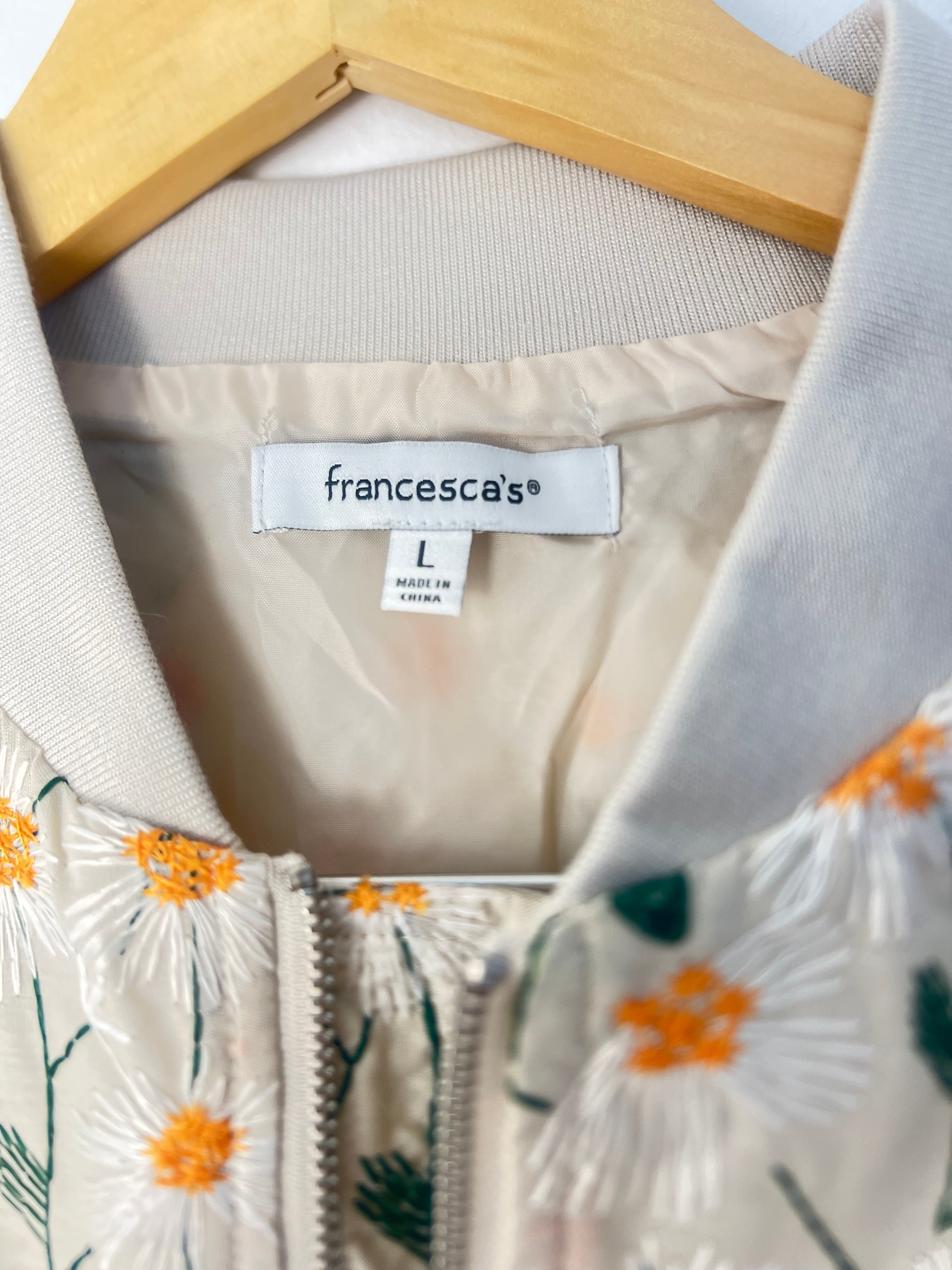 Francesca's Embroidered Daisy Jacket Size Large