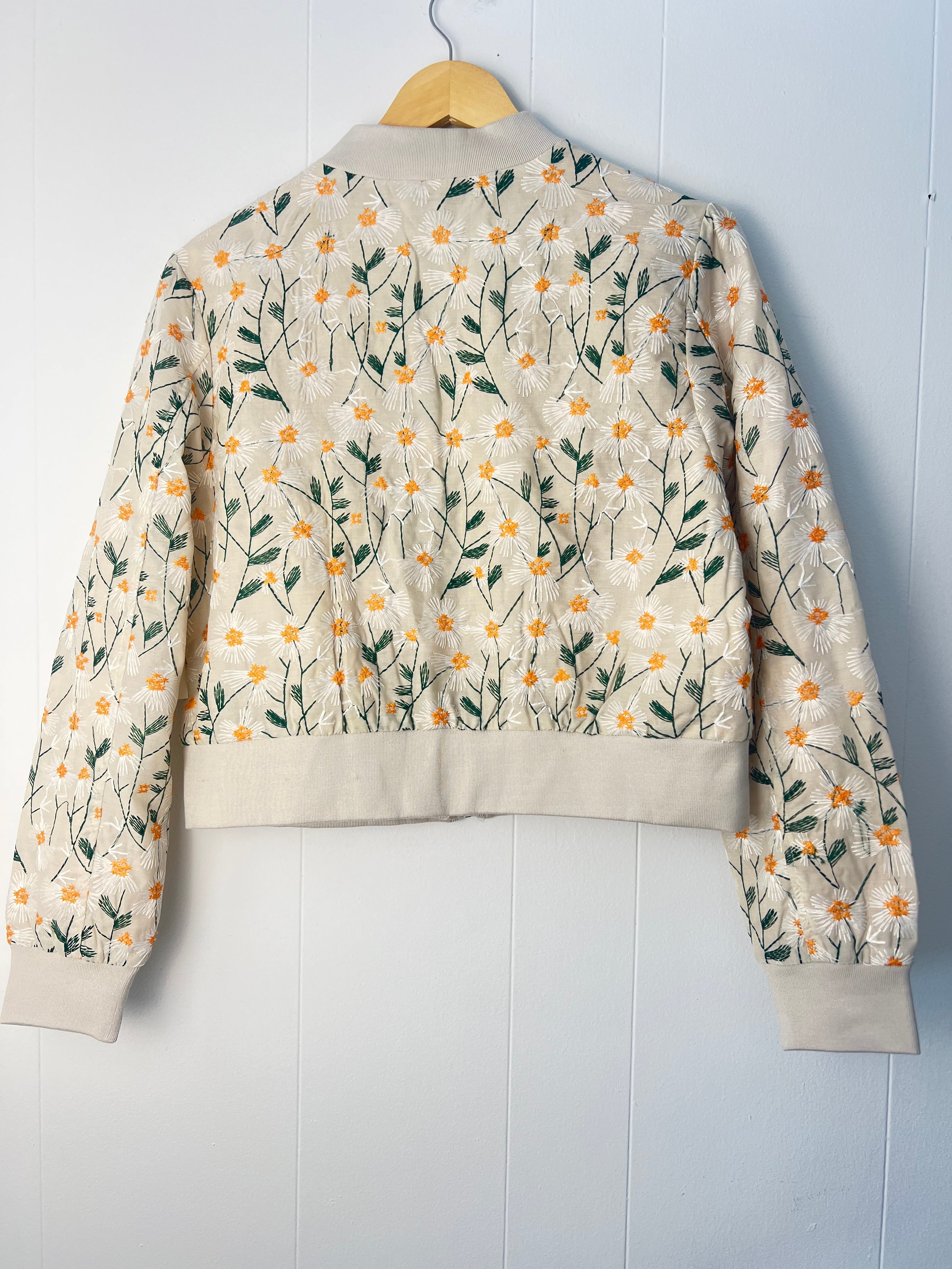 Francesca's Embroidered Daisy Jacket Size Large