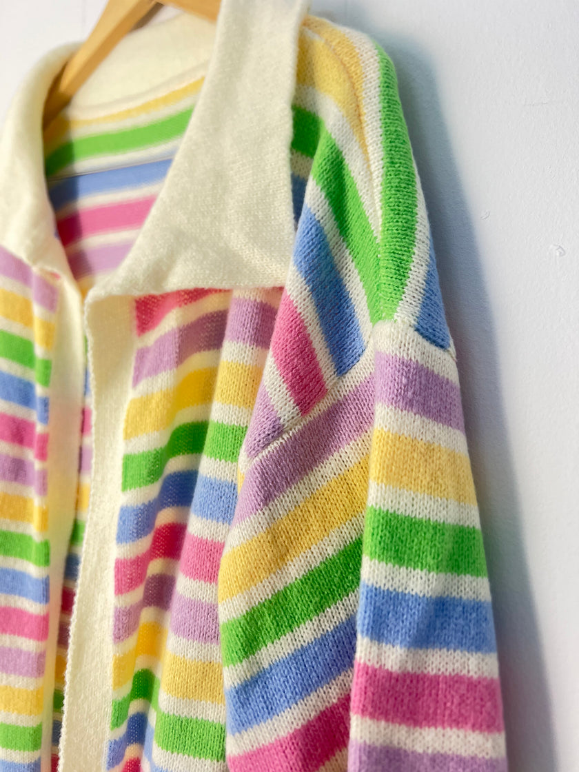 Shein Mod Colourful Stripped Duster Cardigan Size Large