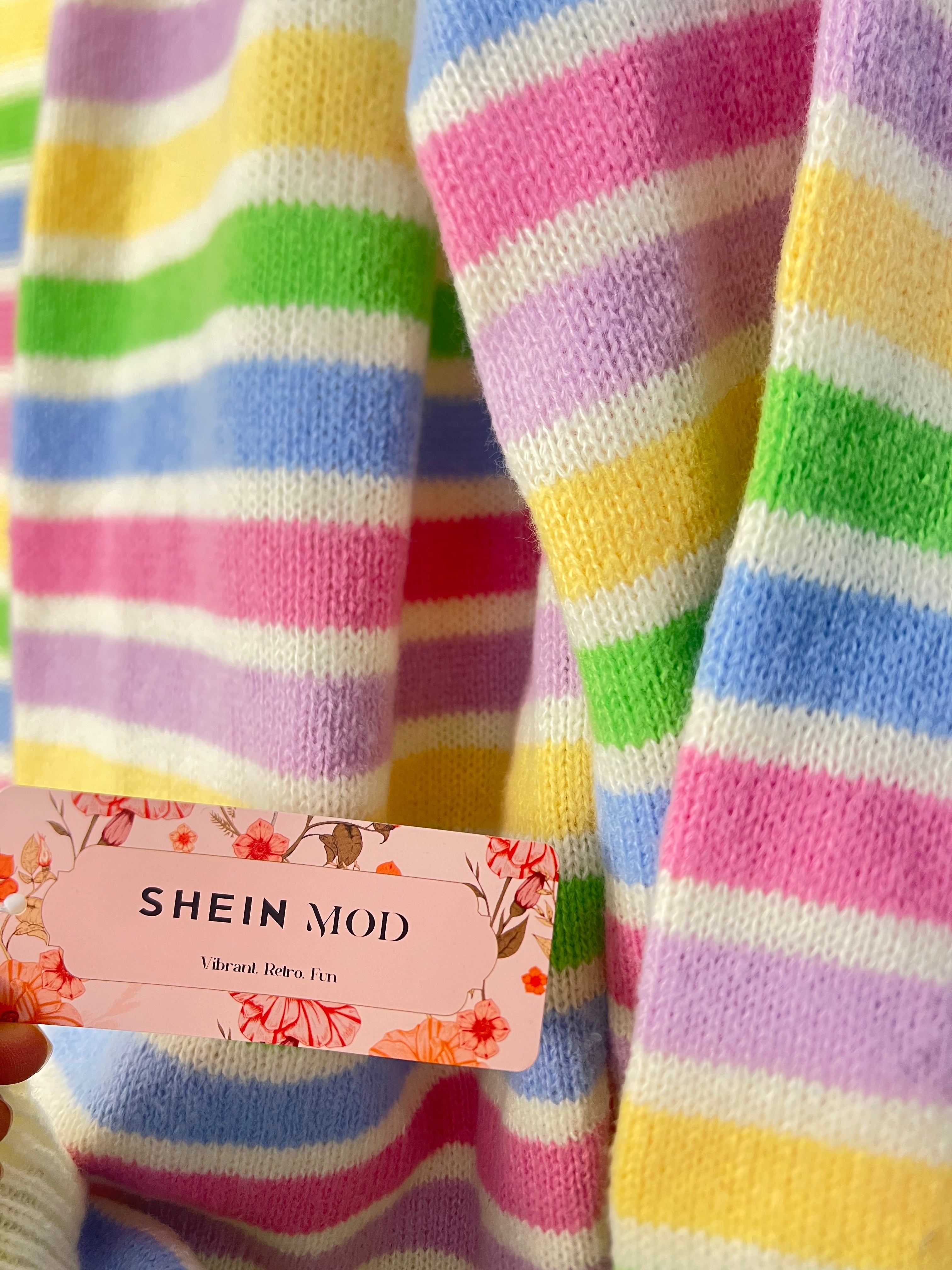 Shein Mod Colourful Stripped Duster Cardigan Size Large