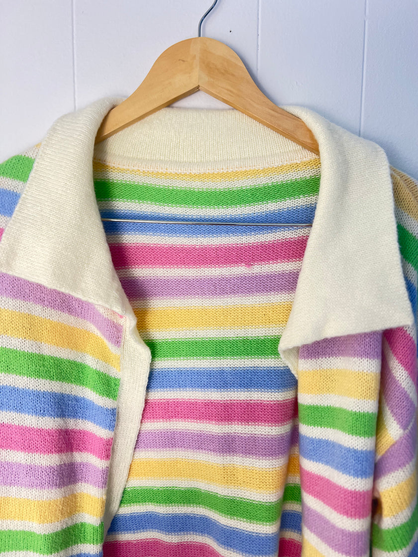 Shein Mod Colourful Stripped Duster Cardigan Size Large