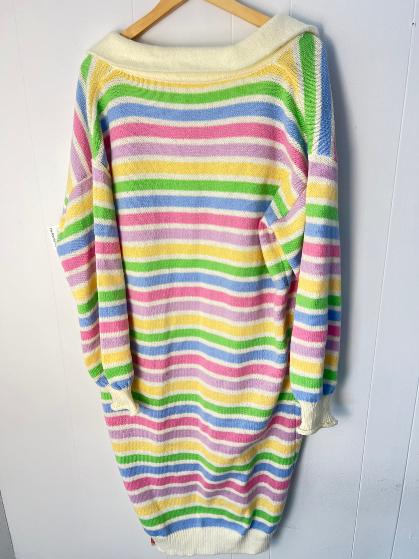 Shein Mod Colourful Stripped Duster Cardigan Size Large
