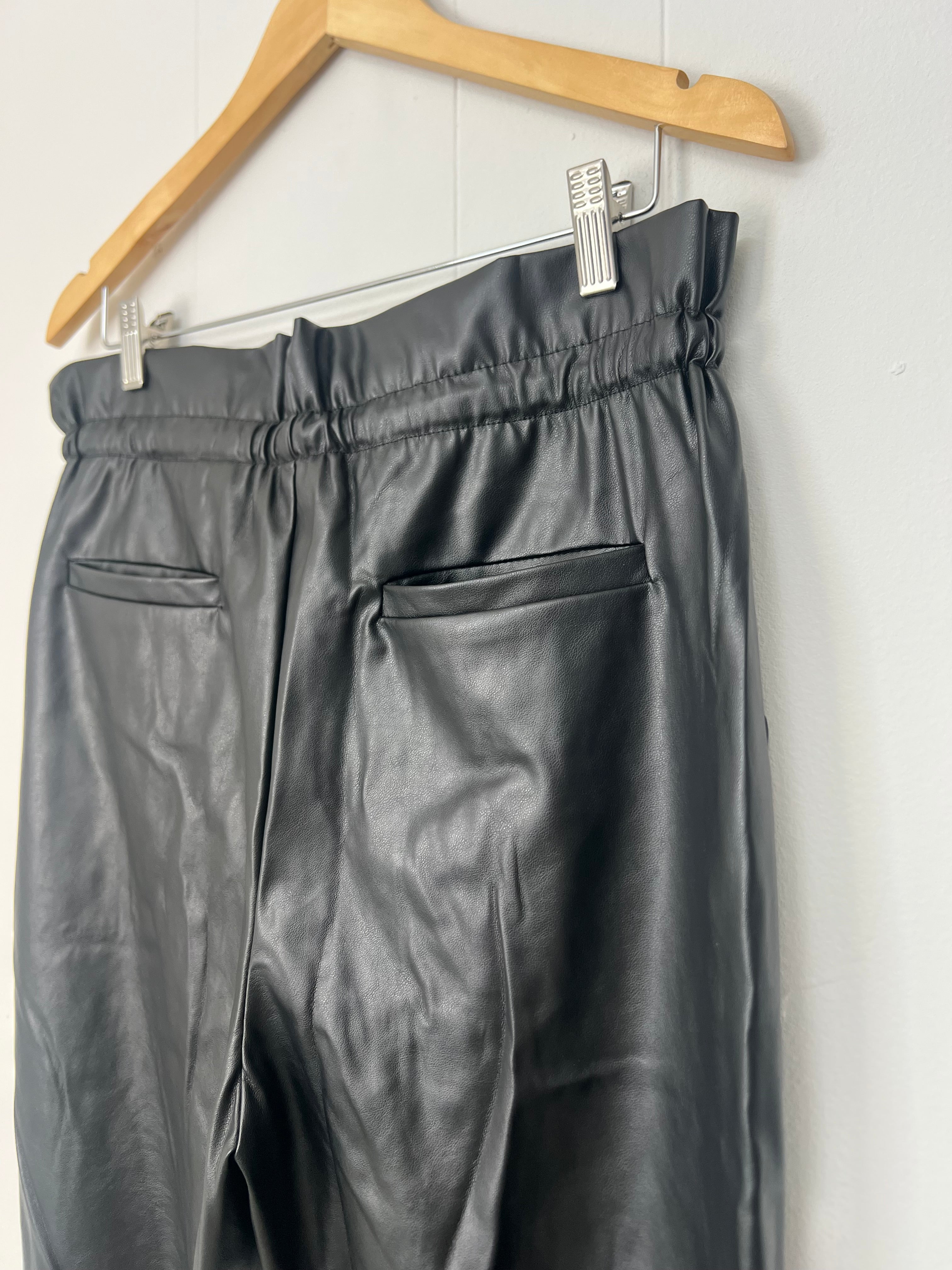 New York & Company Black Vegan Leather Joggers Size Medium