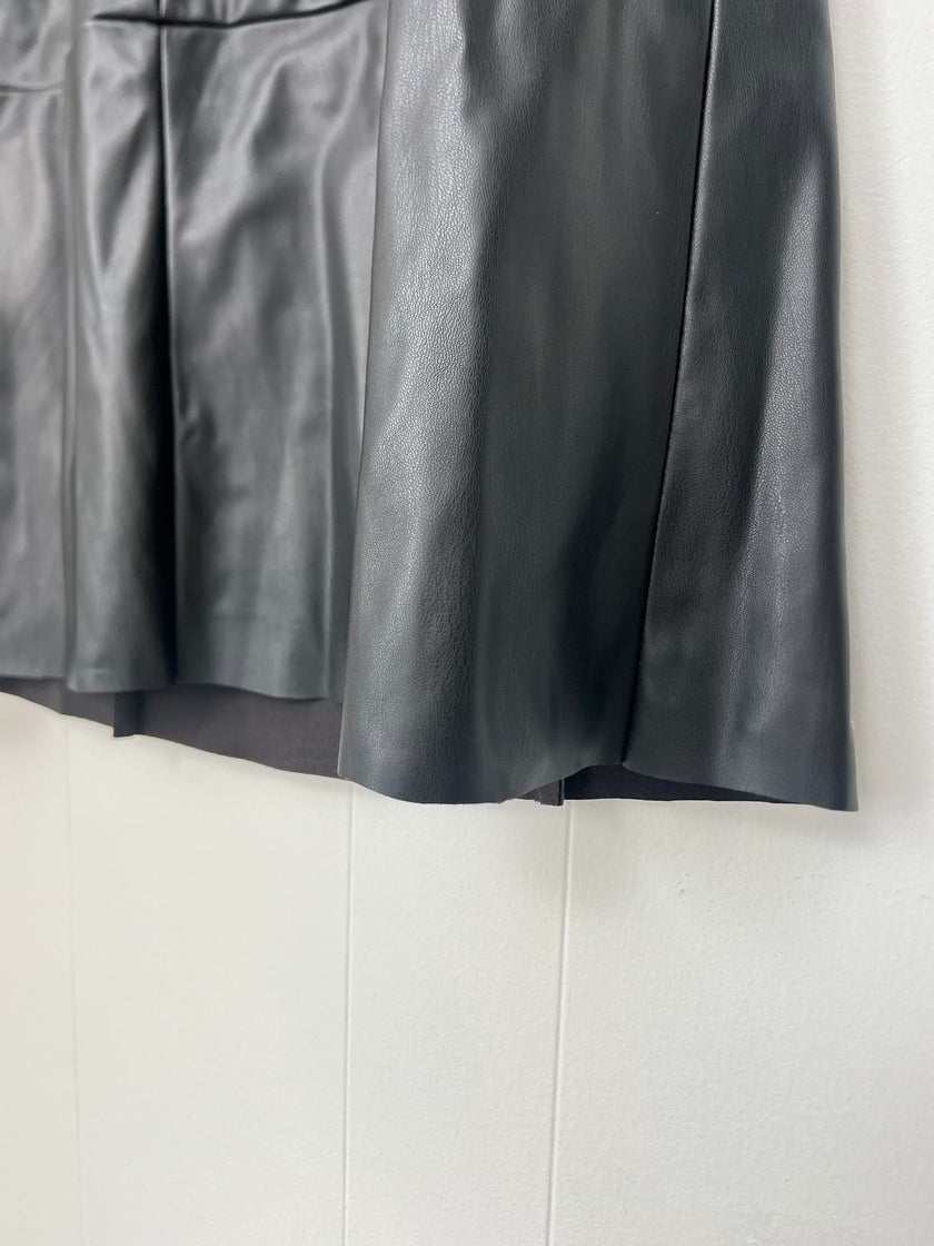CATO Black Vegan Leather Midi Skirt Size Small