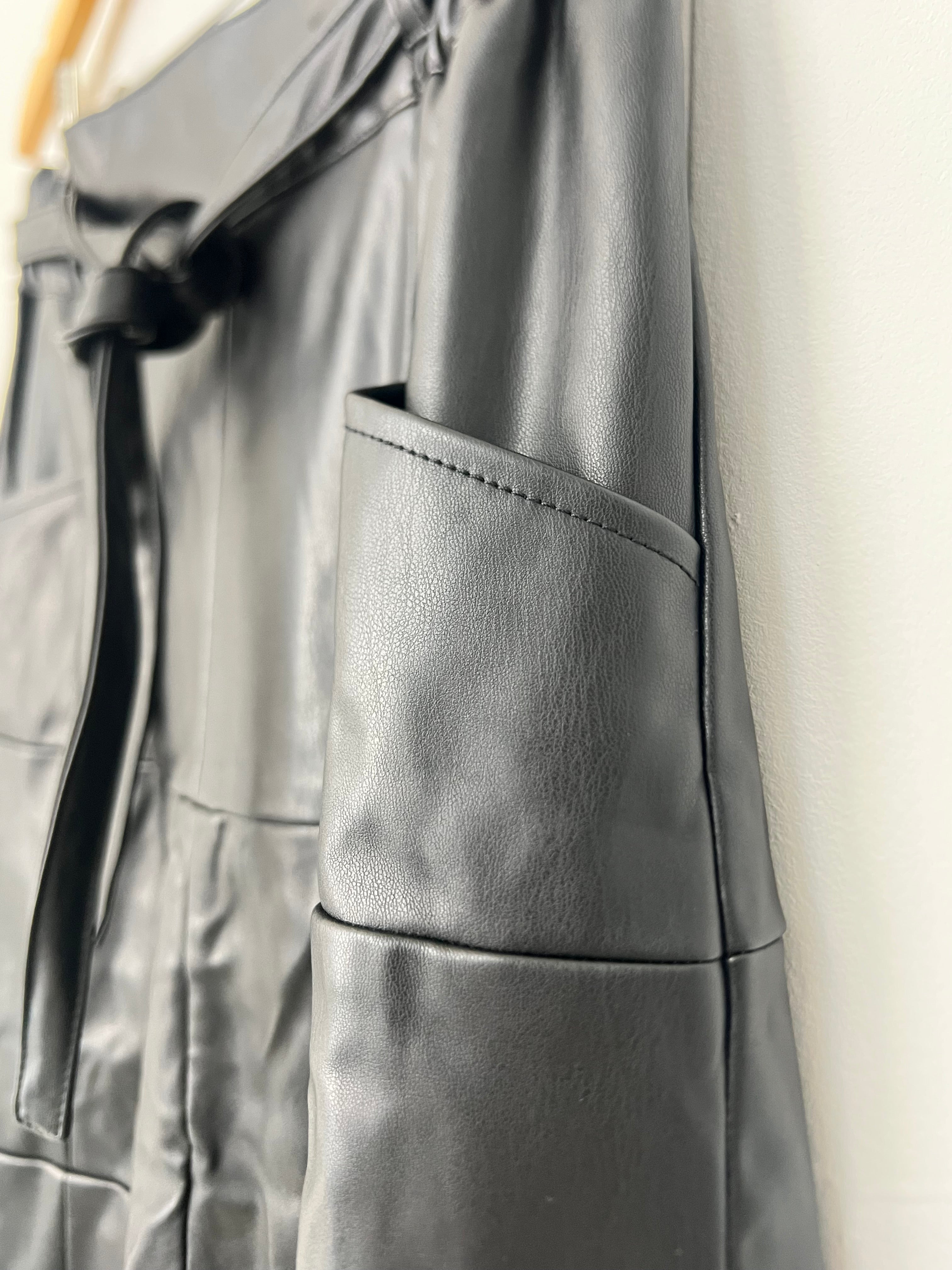 CATO Black Vegan Leather Midi Skirt Size Small