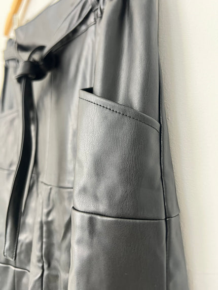 CATO Black Vegan Leather Midi Skirt Size Small