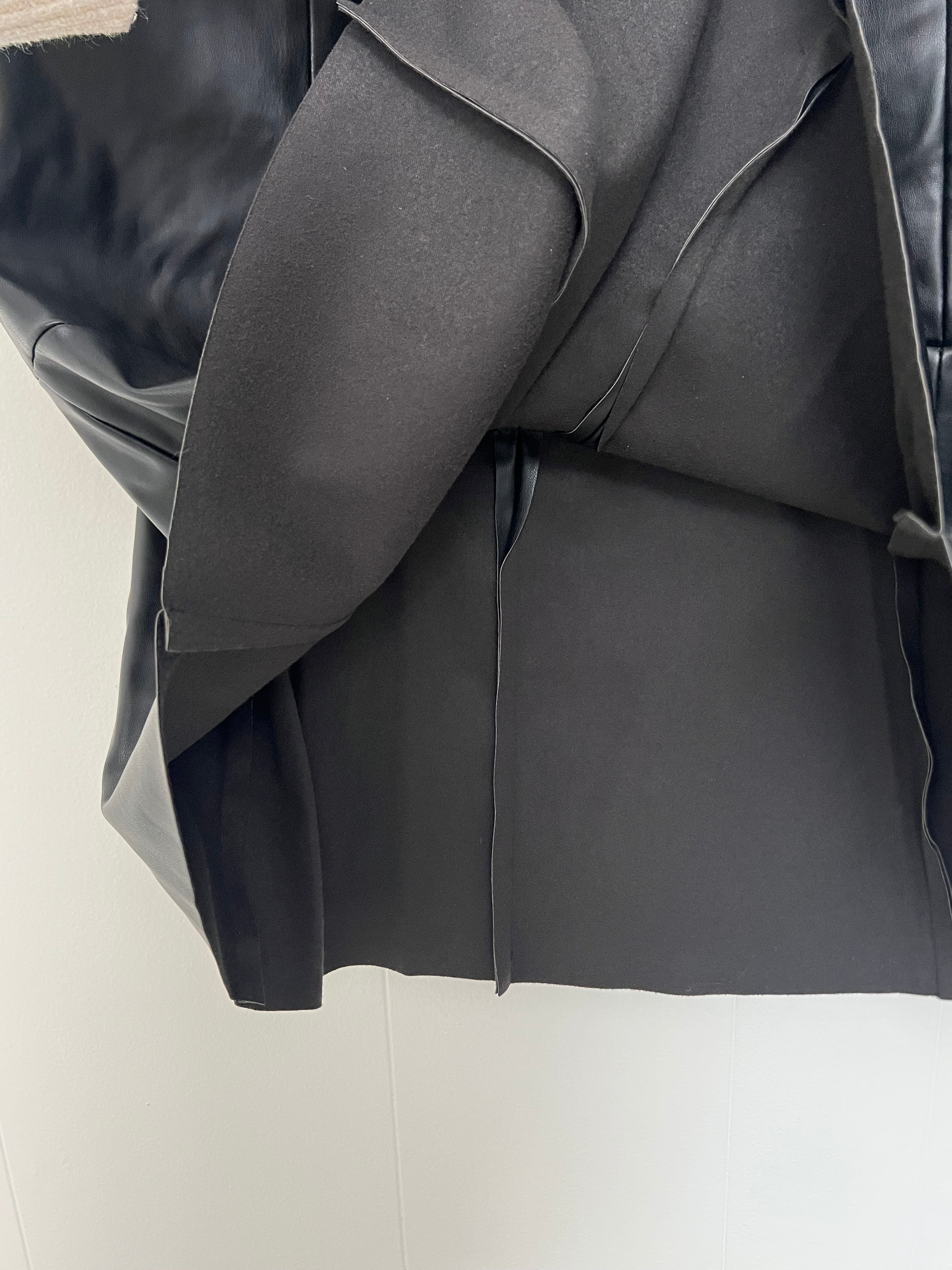 CATO Black Vegan Leather Midi Skirt Size Small