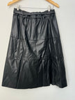 CATO Black Vegan Leather Midi Skirt Size Small