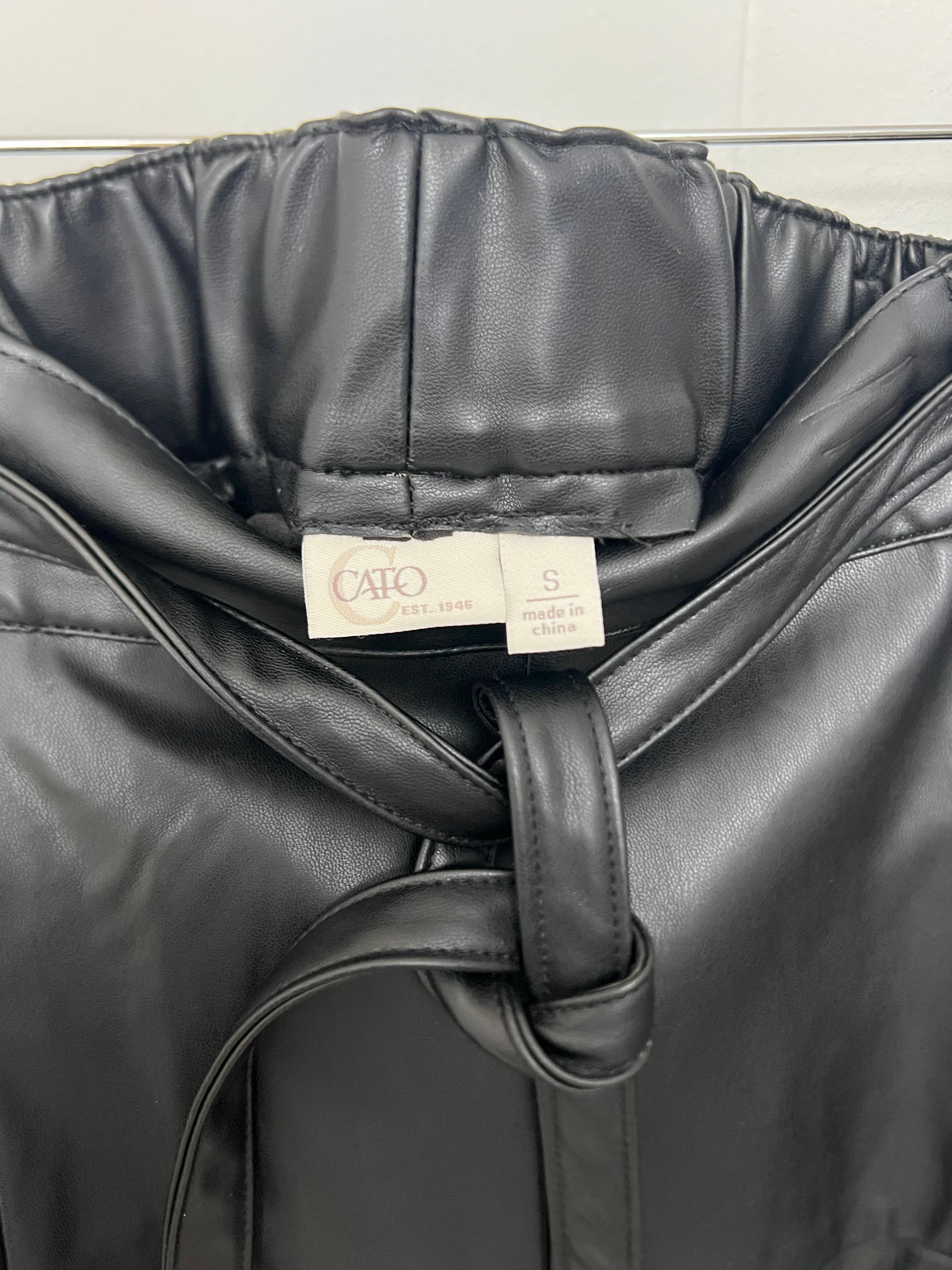 CATO Black Vegan Leather Midi Skirt Size Small